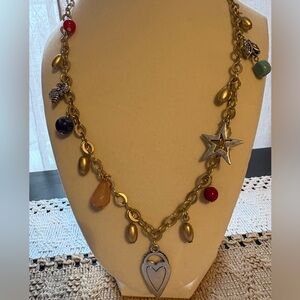 Chico’s Gold Charm Necklace with Multicolor Accents